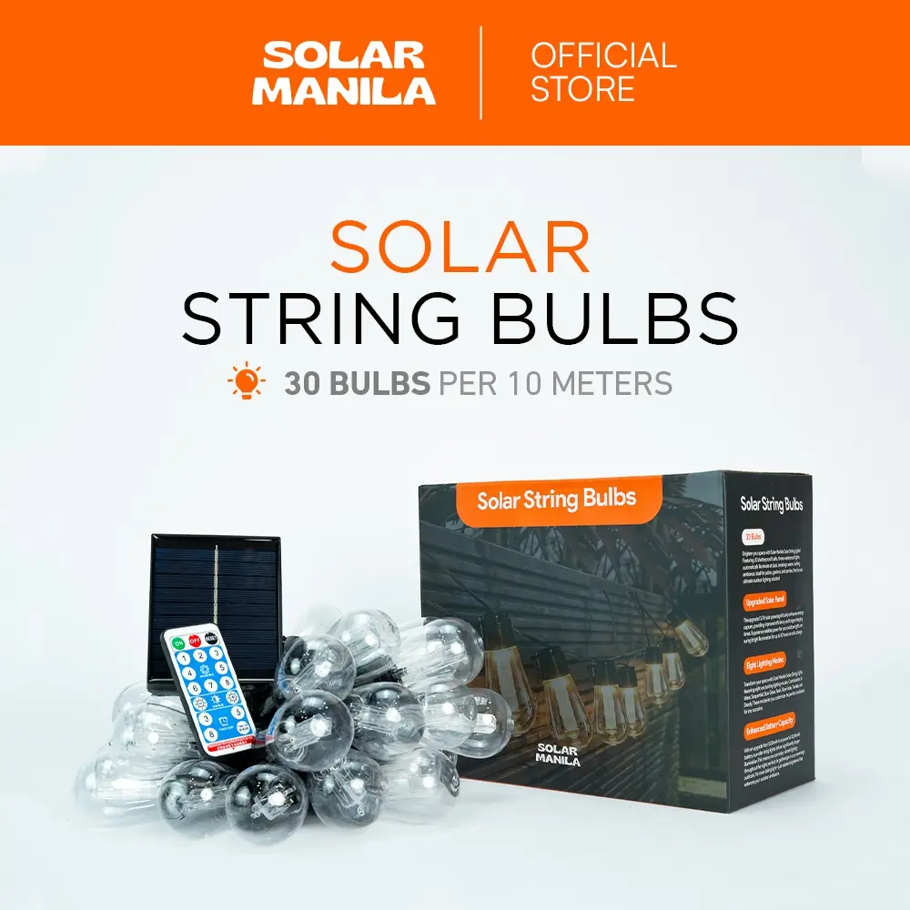 SOLAR MANILA Solar String Bulb Lights | 30 Warm White LEDs 10M ...