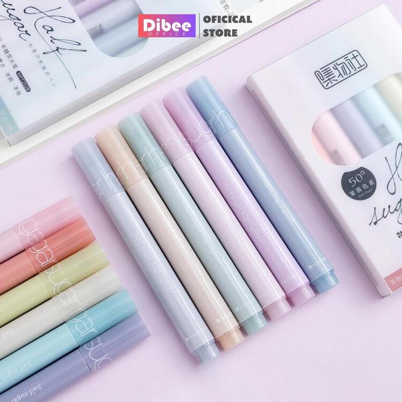 Bút đánh dấu highlight DiBee bộ bút pastel 12 màu bút dạ quang nhiều màu tiện lợi cho học sinh văn phòng B98