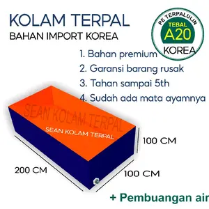 Kolam Terpal A20 100x200x100 / 200x100x100 / 1x2x1 / 2x1x1 Bahan Korea Untuk Budidadya Ikan Lele, Nila, Gurame, Belut, Cupang, Beta, Udang