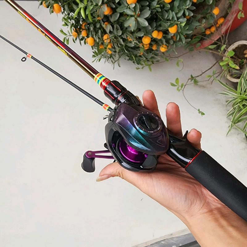 Combo Lure Cần Ngang + Máy Ngang Titan Ánh Tím Đi Câu Bắt Cá Fishing Câu Cá combomáyngang lkhòa