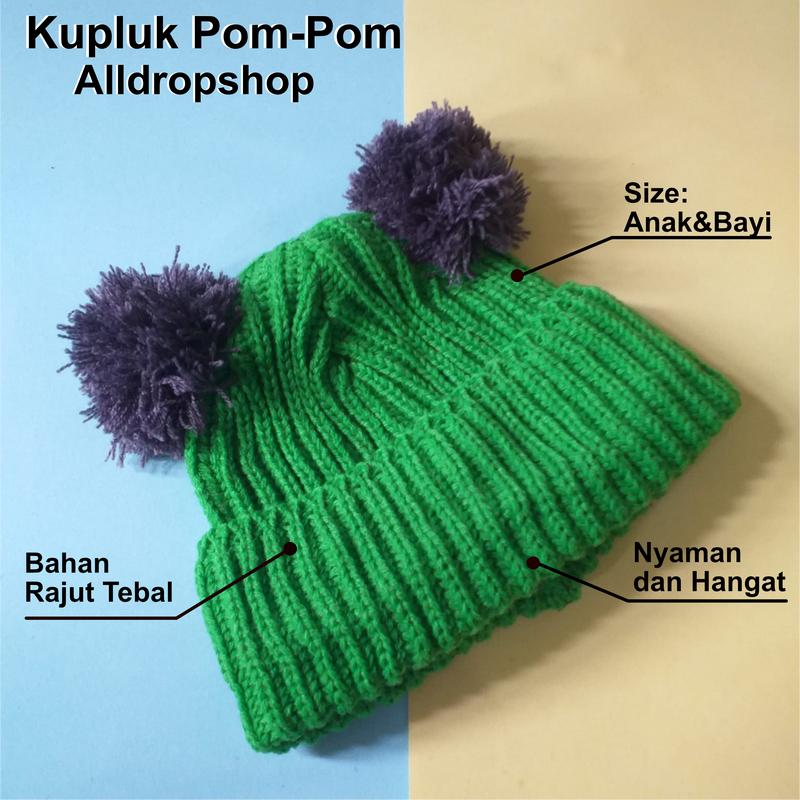 Kupluk pompom bayi /pompom premium / kupluk pompom baby new bron 3