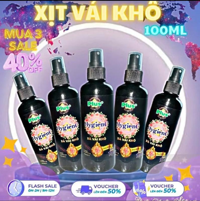  Combo 5 chai xịt vải khô Hygiene Sacom Plus+ hương nước hoa chai 100ml 