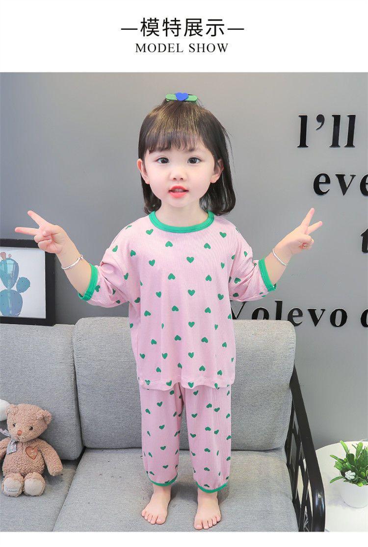 Product Introduction of 2025 Girls' Pajamas Summer Thin Baby Girls' Comfortable Breathable Ice Silk Home Wear Suit Children's Split Air Conditioning Clothes Sets 10