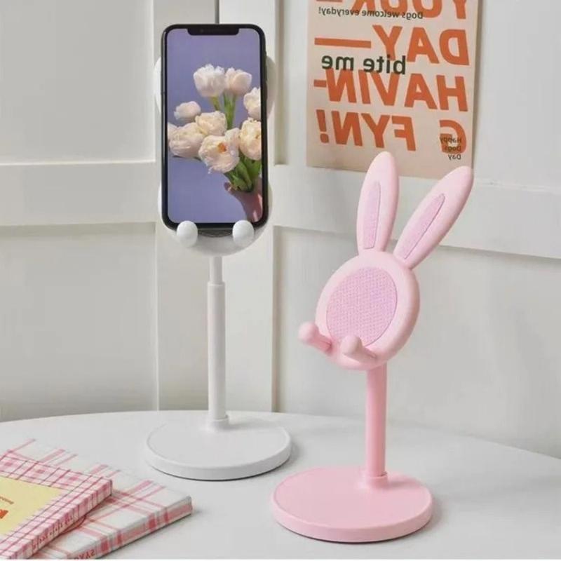 MEKALI Table Support Rabbit Bunny Phone Holder Adjustable Lazy Bracket Telescopic Lifting Phone Holder Multi-angle Cartoon Desktop Mobile Phone Bracket Live Broadcast 1