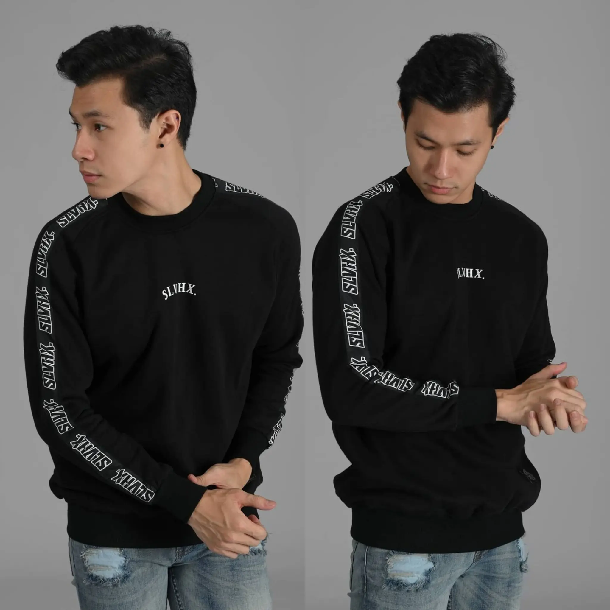Sweater Crewneck Simple Distro  Terbaru - Salvio Hexia Fleece Sablon Unisex Pria Wanita