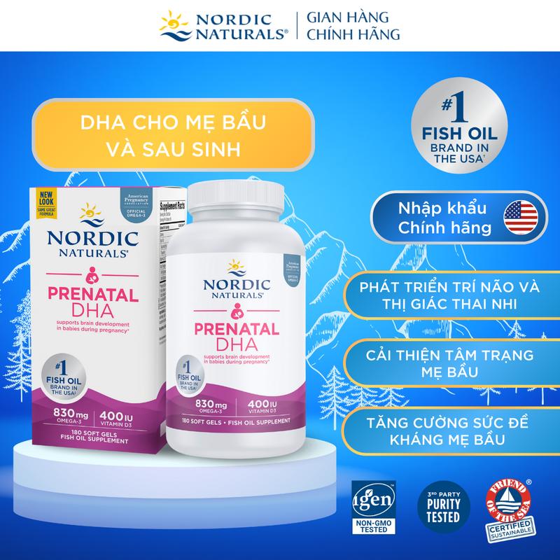 [Date 06/2026] DHA bầu Triglyceride Nordic Naturals lọ 180 viên nang mềm, hỗ trợ mẹ bầu tăng cường miễn dịch, phát triển não bộ thai nhi & ổn định tâm trạng cho thai kỳ khỏe mạnh