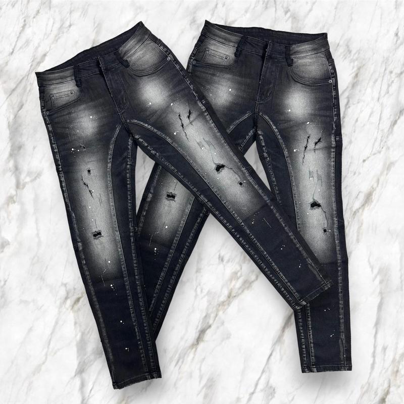 Shopvietanhq9 - Quần Jean Dài Nam đen xám hai đáy 627 vải jean co giãn 4 chiều quần có rách boy phố quần bò có vẩy sơn thời trang cho nam Menswear Pants - Tết