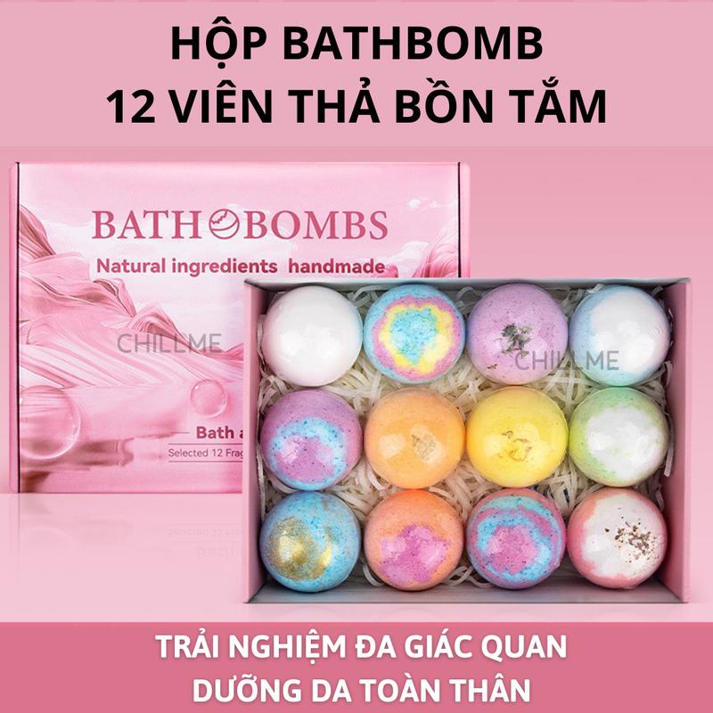Set 12 viên sủi bồn tắm dưỡng da quà tặng Chillme Bath Bomb