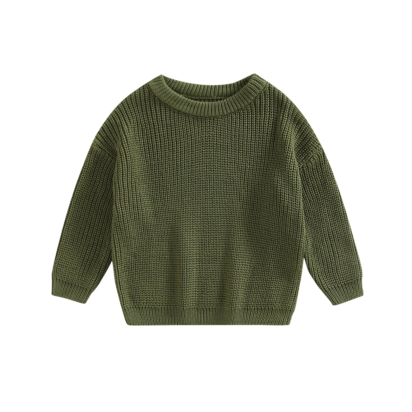 Toddler Baby Round Neck Sweaters,3 Months-5 Years, Long Sleeve Solid Color Loose Knitted Pullovers