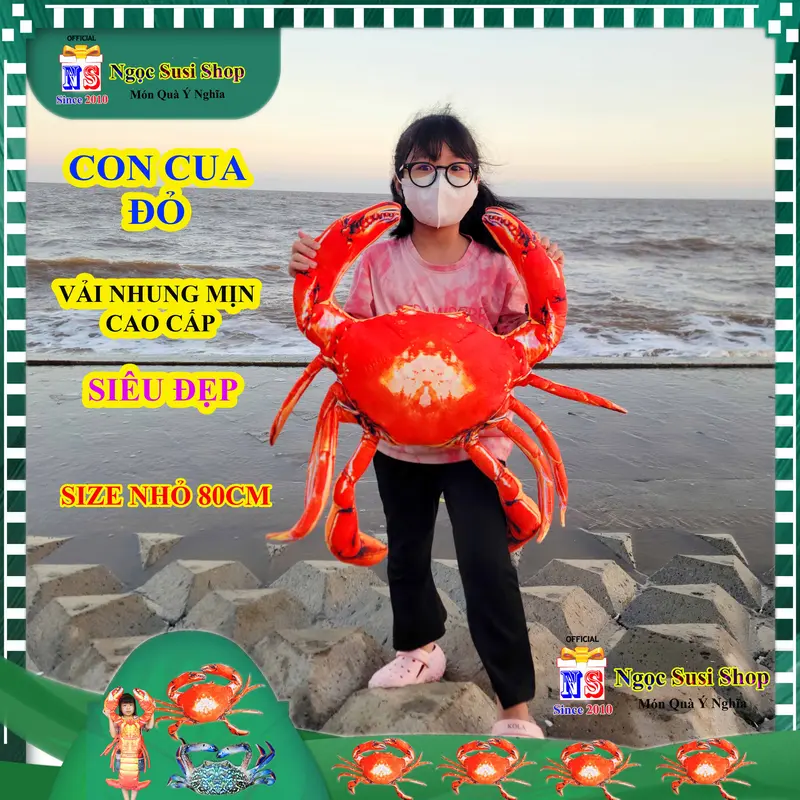 THÚ NHỒI BÔNG CON CUA TÔM HÙM ALASKA GHẸ BÔNG XANH ĐẸP NHƯ ẢNH NHÉ - GỐI ÔM CON CUA đồ chơi doll gấu bông Toy búp bê HÀNG HOT Thú Bông Voi Phát Nhạc 7