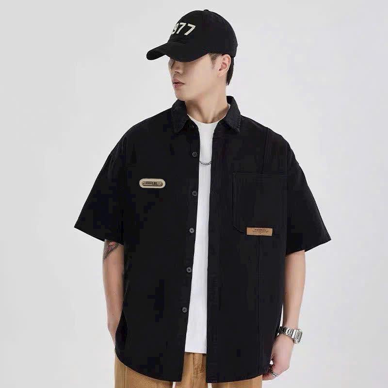 CÓ BIGSIZE ĐẾN 105KG Áo Sơ mi Nam Nữ KaKi JAMINE HOUSE 2 TÚI CÓ TAB tay ngắn Retro cổ điển phong cách trẻ trung Unisex Menswear kaki Có Túi Tre Kem - Trắng - Shirt Có Cổ Nhung - Tết - Xmas