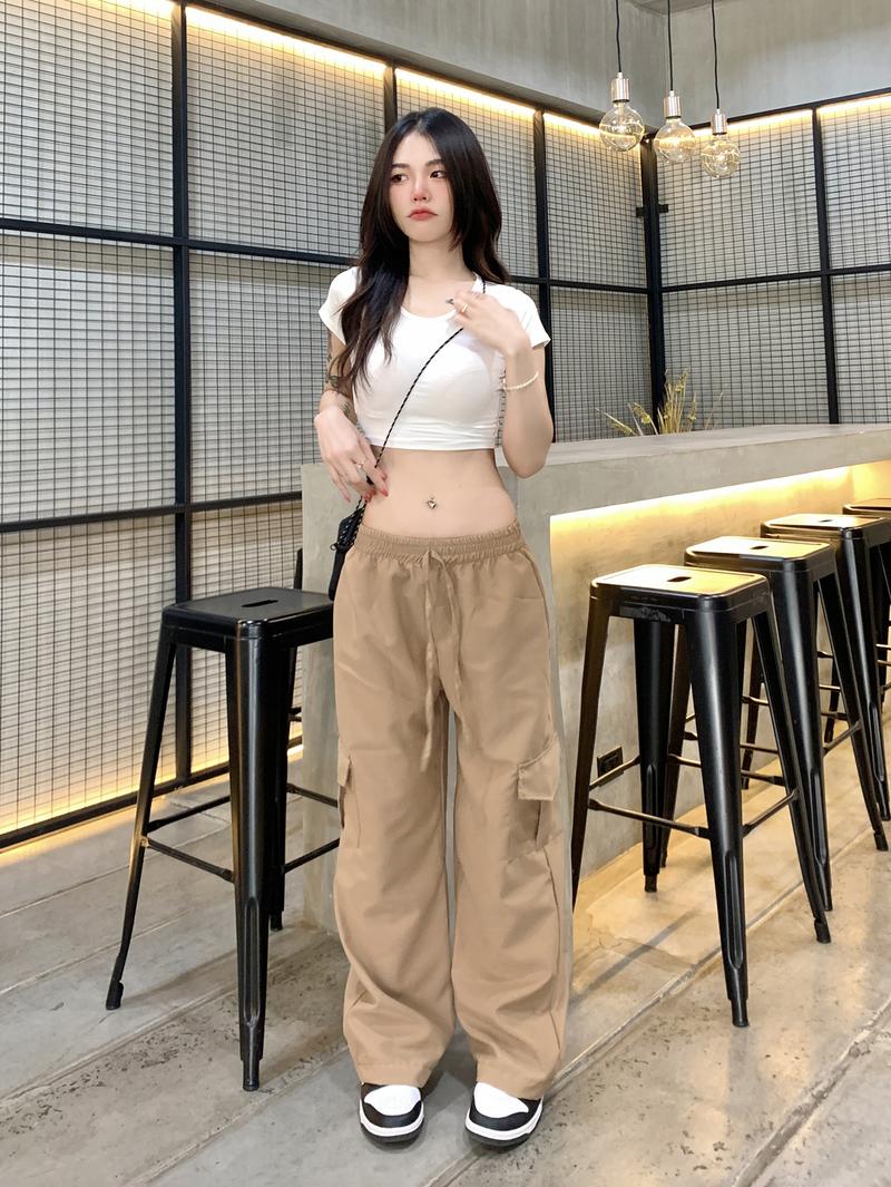Product Introduction of [Frsud] spinnyhouse free waist cargo pants elastic pocket practical high waist low waist Y2K super slim microfiber pants 16