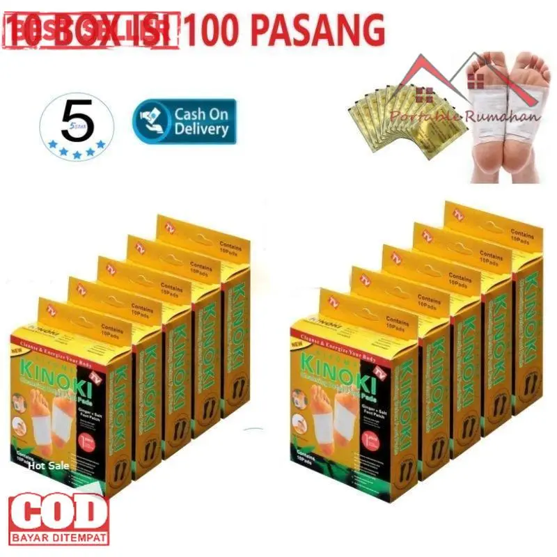Kinoki Paket Super Hemat 100 Pcs Kinoki Gold Detox Original Koyo Kaki Herbal Paket 10 box 50 pads Ginger Hand Patch Foot pads foot