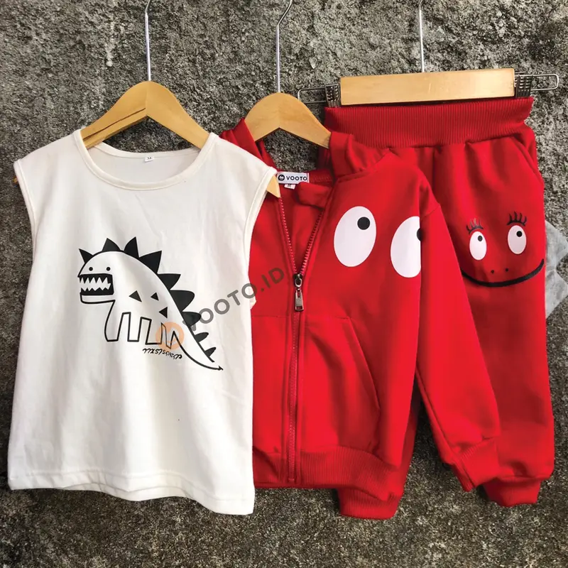 VOOTO KIDS - Set Jaket Anak Jogger Inner Laki Laki Perempuan Usia 1-7 Tahun Bahan Fleece 5