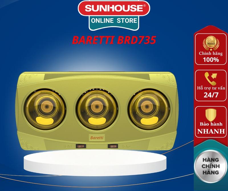 Đèn sưởi nhà tắm 3 bóng chính hãng BARETTI BRD735 ( SUNHOUSE ) - Bảo hành 12 tháng