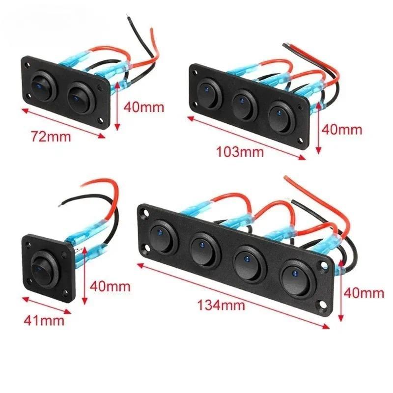 Product Introduction of 12V 1-4 Gang Universal Toggle Switch Panel USB Car Boat Marine RV Truck Blue LED Styling Accessories Marine Rocker Switch 48