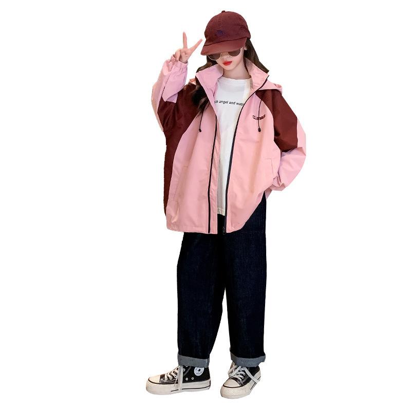 Áo khoác gió G1 cho bé gái Thu Đông phong cách năng động - 2 màu hồng trắng size đại 14-45kg Jacket Gile