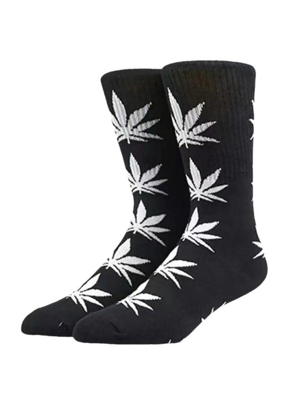 Men's Plants Print Crew Socks, Casual Comfy Breathable Mid-calf Socks for Daily Outdoor Wear, Men's Socks for All Seasons 3