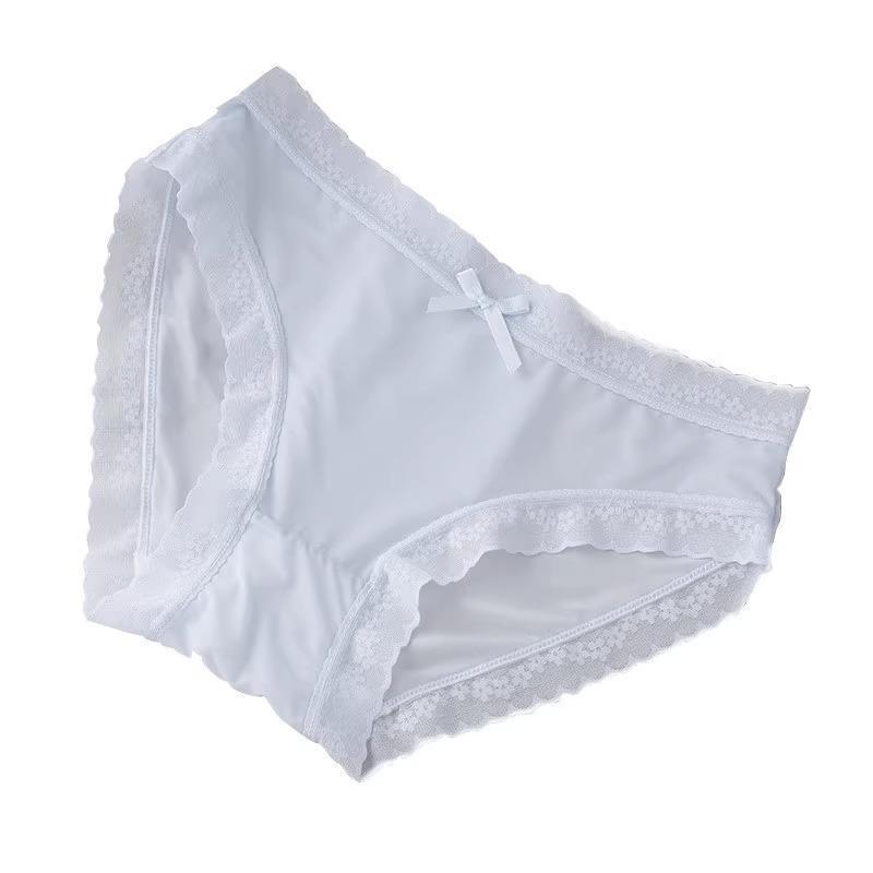 Set 5 Quần Lót Nữ Su Lụa Tàng Hình Viền Ren Đính Nơ, Phong Cách Hàn Quốc QL9119 Women Tua Rua Tua Rua 4