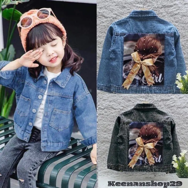 JAKET JEANS ANAK PEREMPUAN 3D Fashion Hitam