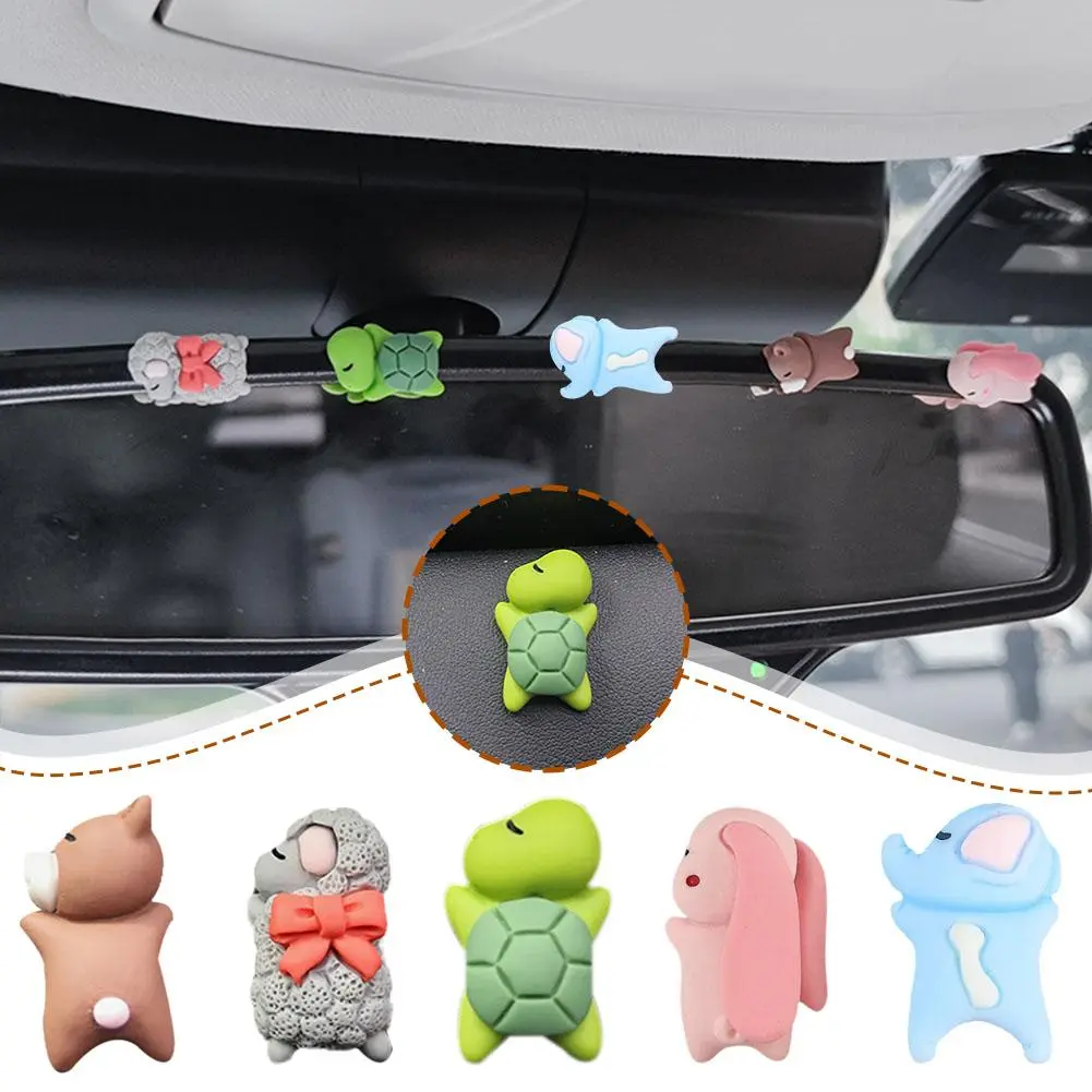 Car Mini Cartoon Animal Ornament Center Console Bear/turtle/elephant/rabbit/sheep Mirror H9C7