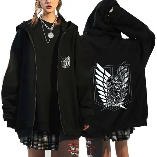 Áo Cardigan, Hàng Mới Về Mùa Thu Và Mùa Đông, Thương Hiệu Thời Trang Attack On Titan, Lót Lông Cừu, Có Mũ Trùm Đầu, Áo Khoác Nỉ Có Khóa Kéo, Dành Cho Nam