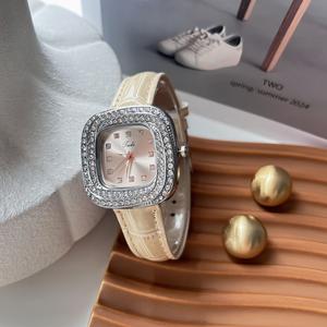 Jam Tangan Langit Berbintang untuk Wanita, Jam Tangan Kuarza Wanita, Bertali Berlian, Fesyen, Bergaya, Bentuk Persegi, Jam Tangan Mampu Milik