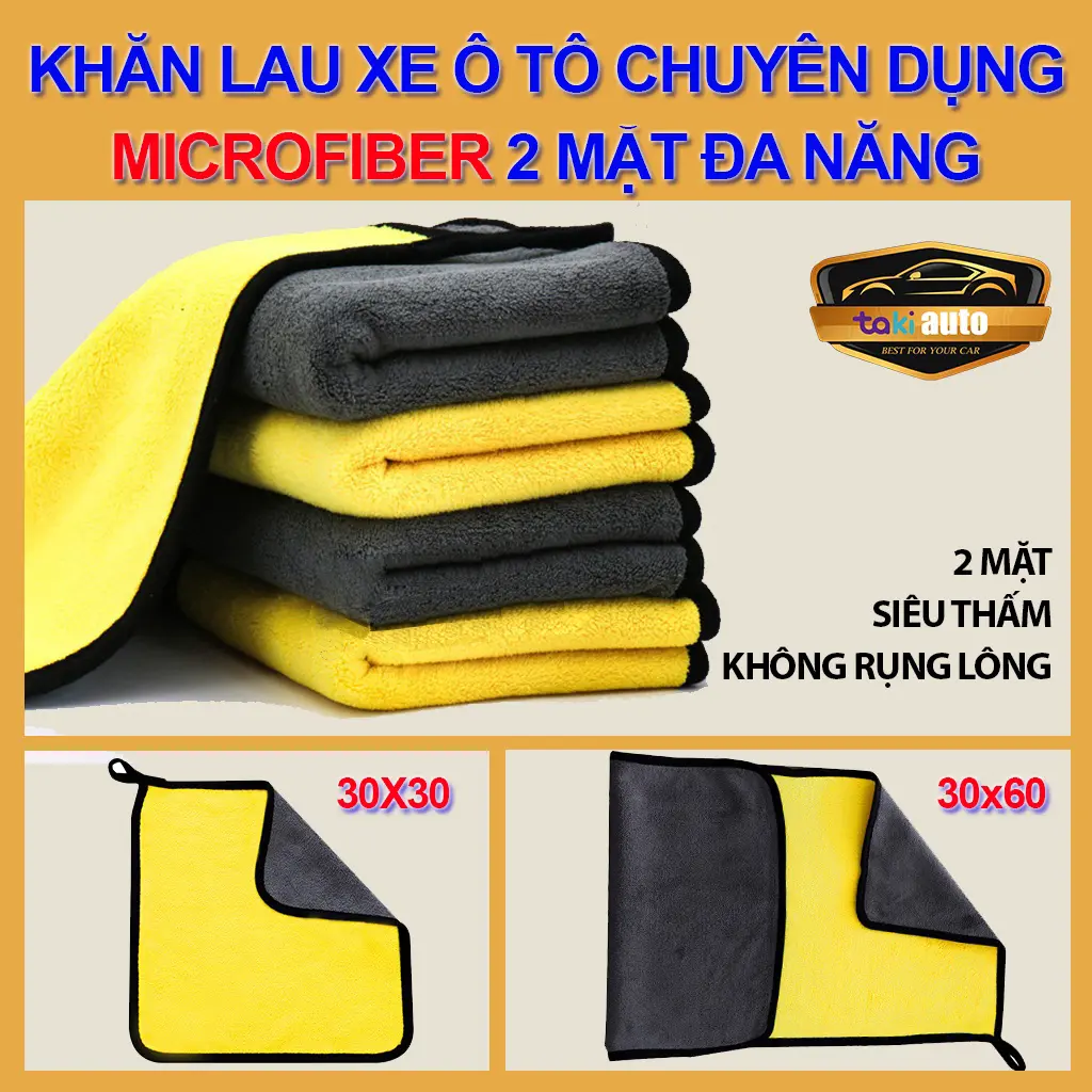 Khăn lau microfiber 3m cao cấp không rụng lông, khăn lau xe ô tô, xe máy chuyên dụng, khăn lau rửa oto, xe hơi 3m microfiber đa năng siêu thấm cao cấp Phụ Kiện