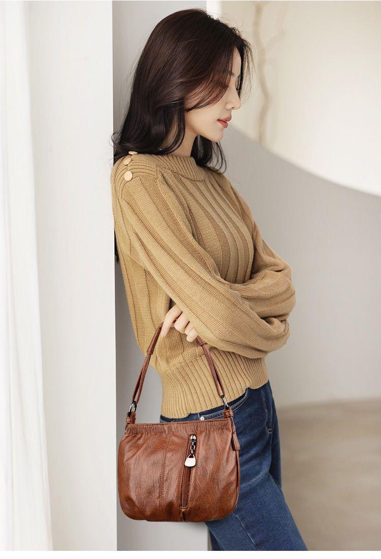 Authentic Leather Tactile Feel Small Bag Female Ladies New Bag Portable Shoulder Crossbody Bag Mother Bag Grandma Bag shoulder bag women's tote bags Sculpted for the Modern Woman