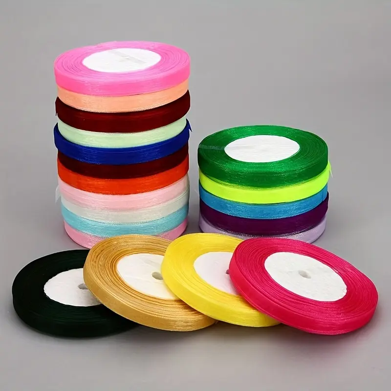 10mm (45 Meters/Roll) Organza Ribbon Packaging Christmas Party Home  Packaging Wedding Decorative Tapes Chiffon Ribbon wedding  centerpieces 7