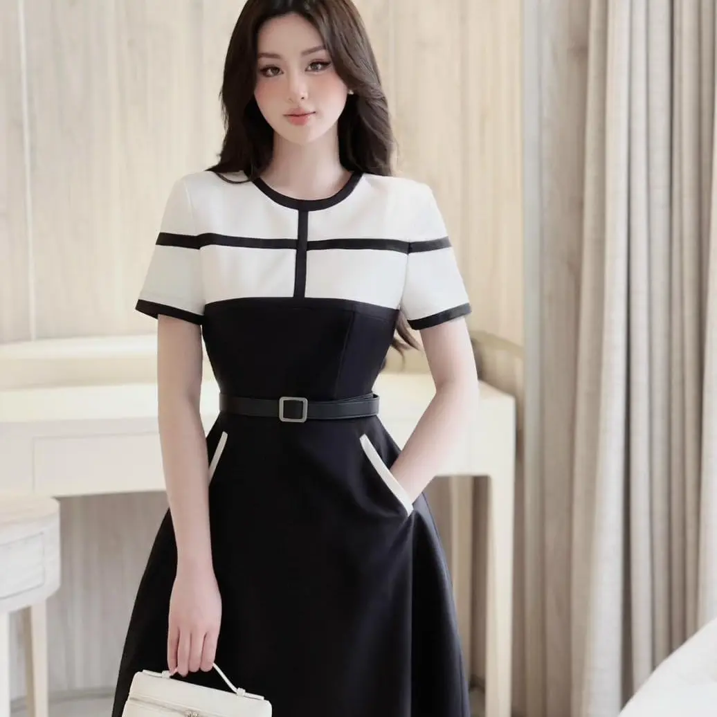 LINEA DRESS - Đầm ngắn công sở phong cách thanh lịch tiểu thư WHITE PLAN Nữ Women