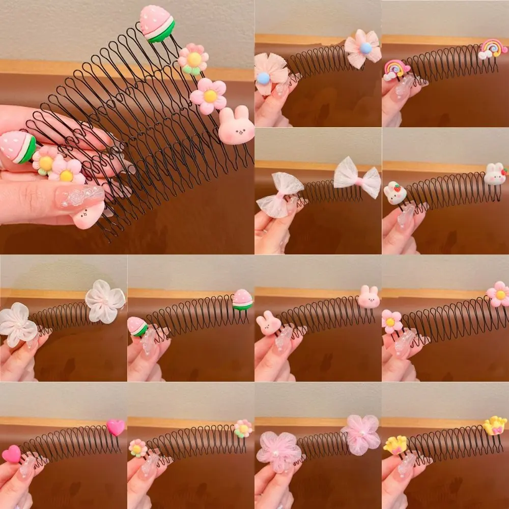 Fashion Spring U Shape Hair Styling Comb Teeth Fixed Combs Invisible Extra Hair Holder Cartoon Design Crown Women