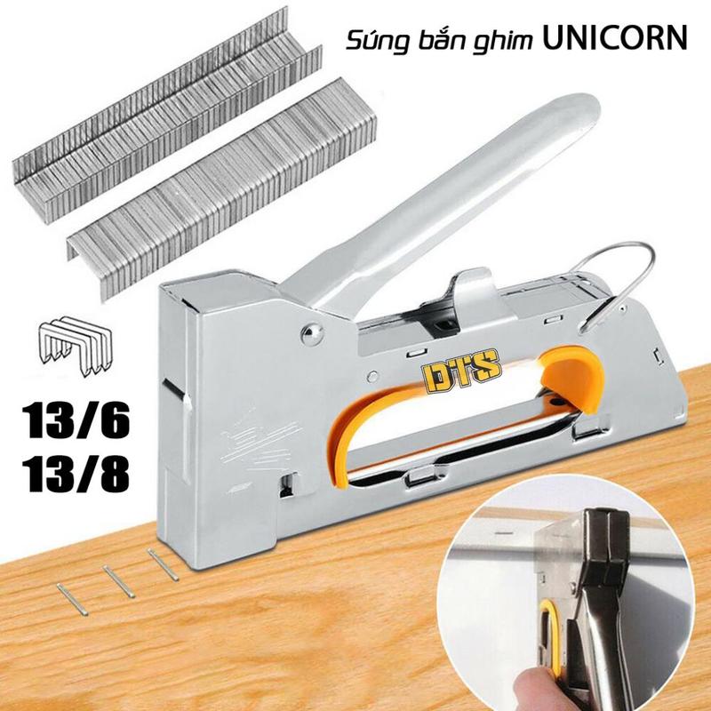 Dụng cụ bắn ghim công nghiệp, kìm bấm ghim cầm tay UNICORN, bấm ghim 13/6 13/8 ghim mạnh nhiều chất liệu gỗ, da, bọc yên xe