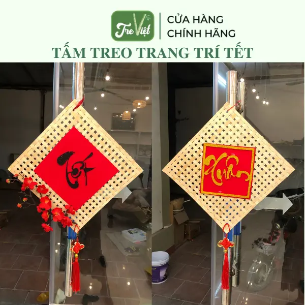 Tấm Treo Trang Trí Tết - Tấm tre đan treo cửa Tết (nhiều mẫu) - Phên tre, Vỉ tre trang trí, decor nhà cửa