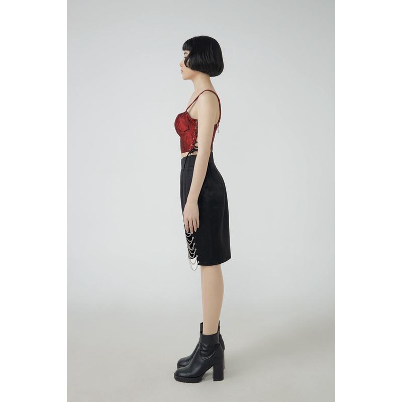 Áo Croptop 2 Dây Chất Gấm Hoa Nổi Cao Cấp Dáng Áo Cổ Vuông Và Chân Váy Xích Cá Tính, Mã SS2 - Thiết Kế Độc Quy 1