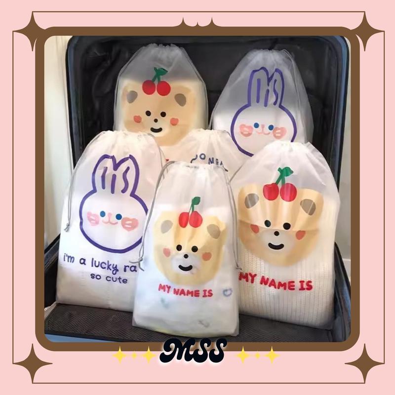 MSS (COD) Pouch Serut Organizer Travel Anti Air Tas Serut Karakter Kartun Pouch Penyimpanan Sepatu Kantong Travel Serbaguna Anti Air Tempat Penyimpanan Pakaian Pouch Serut Karakter Multifungsi Plastik 0