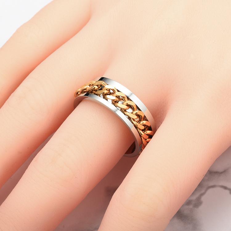 Product Introduction of New Simple Lucky Jewelry Men's Titanium Steel Rotatable Open Beer Bottle Chain  Domineering Personalized size 2 ring 17
