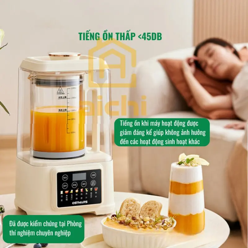 Máy Sữa Hạt OSTMARS Chống Ồn Cao Cấp 1,5L Lưỡi Dao 16 Cánh, Cối Thủy Tinh Tháo Rời, 15 Chức Năng Xay Nấu Đa Năng may  xay nau may  lamsuahat 7