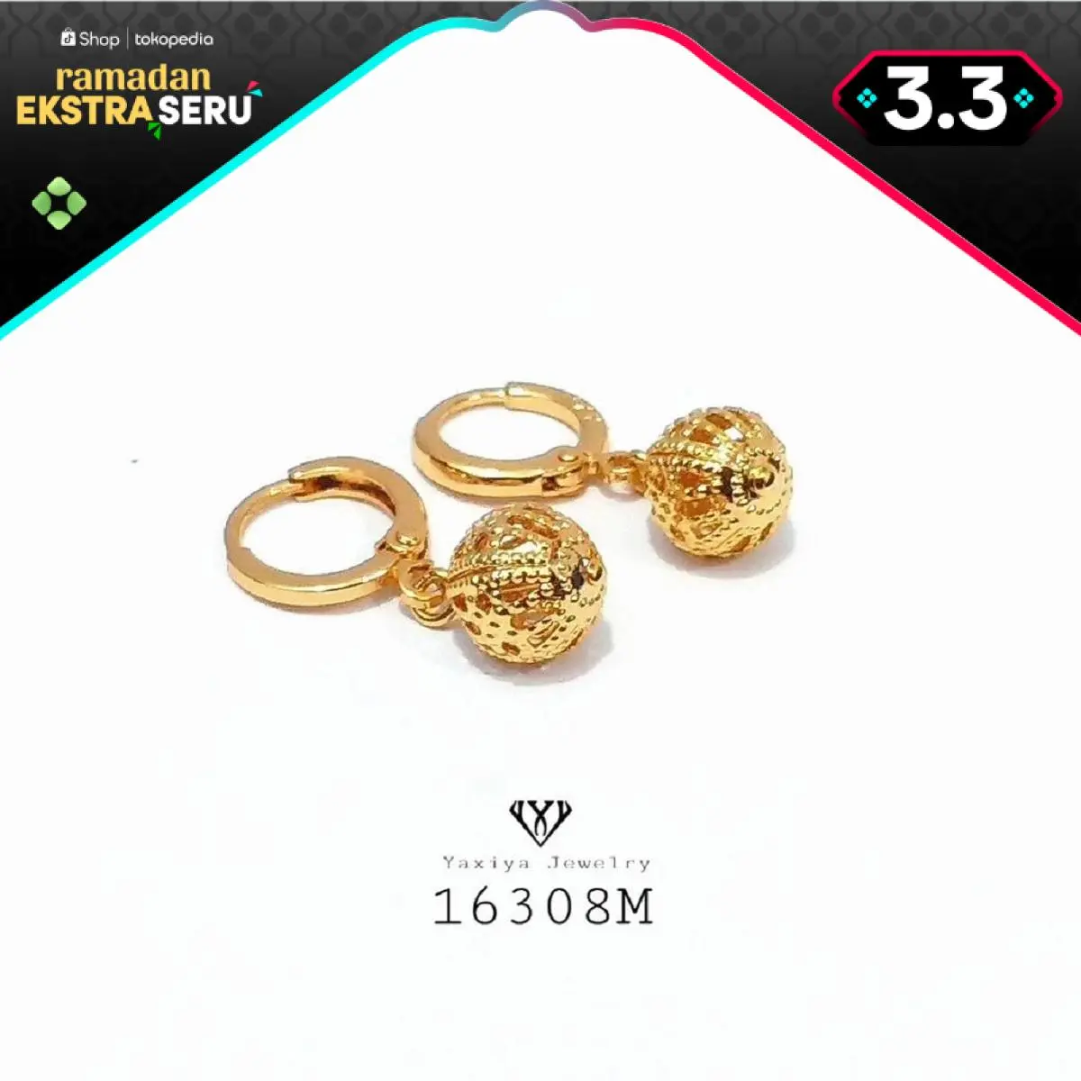 Yaxiya Anting Wanita Bola Kerawang Aksesoris 522
