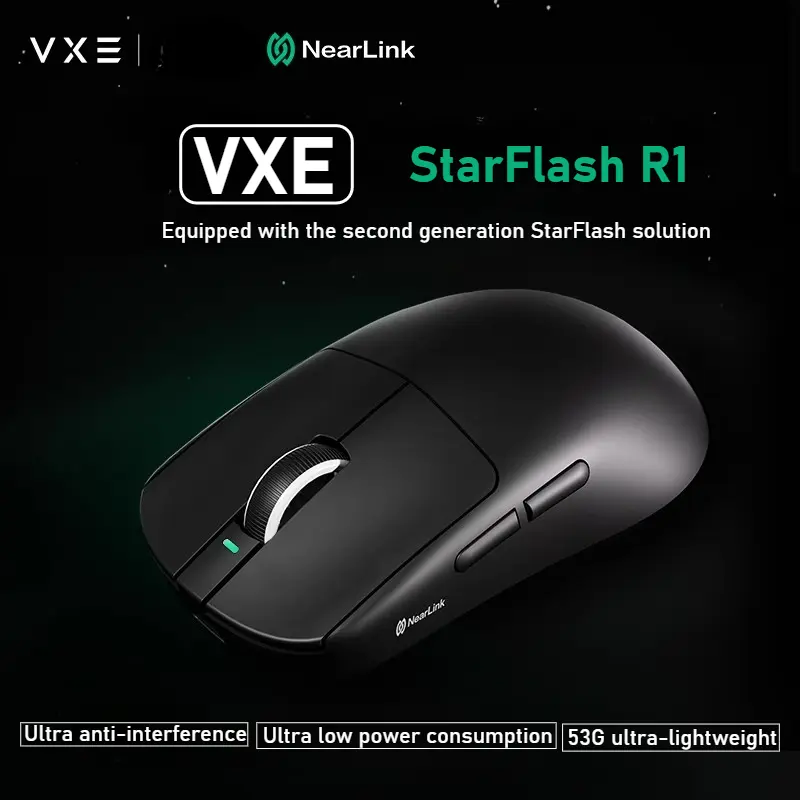 Chuột không dây, VXE R1NearLink, Dòng Starburst mới, Chơi game, Chơi game, Thời lượng dài, Không có lỗ, Nhẹ, Công thái học, PAW3395