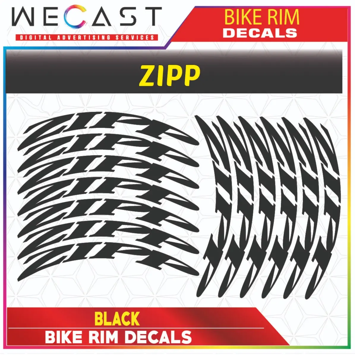 WECAST ZIPP Bike Rim Decals for Road Bike 700c/40mm 12 pcs sticker ...