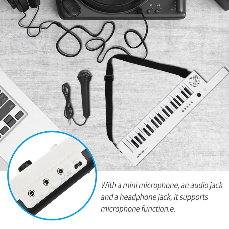 Đàn Piano Điện Tử, Đàn Ghi Ta, Có Bàn Phím Mini, Bàn Phím Điện Tử 37 Phím, Có Thể Sạc Lại, Thích Hợp Cho Trẻ Em 6