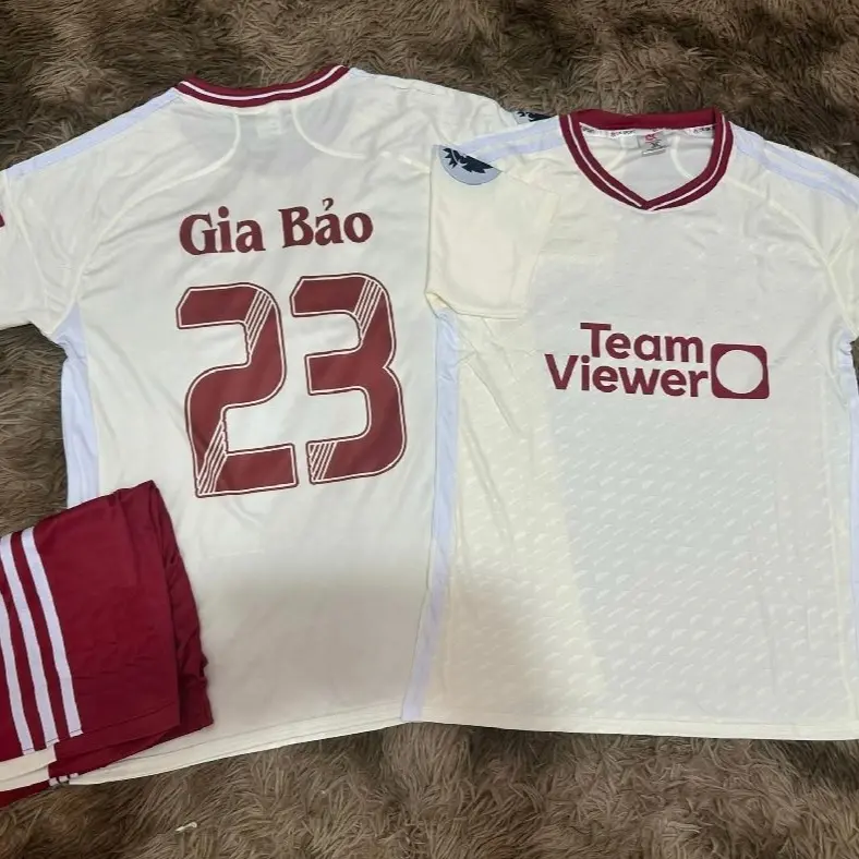 In Tên + Số theo yêu cầu - Bộ đồ thể thao ManChester (Mờ U) Kem- Thun Lạnh,logo thêu Sport Top top Tập Thể Dục