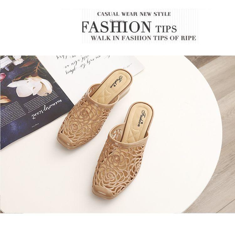 Product Introduction of Dép Đi Biển, Dành Cho Nữ, Có Thể Đeo Ngoài Trời, Bít Mũi, Gót Trung Bình Mùa Hè, Thời Trang, Dễ Phối Đồ, Không Trơn Trượt, Đế Mềm, Phong Cách Hàn Quốc, Thiết Kế Khoét Lỗ, 2024 15