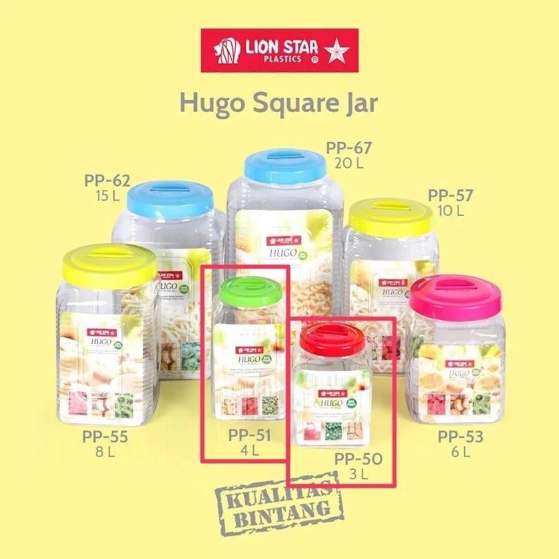 Hugo Round / Square Jar 12, 15, 20 Liter Lion Star / Toples Bulat Kotak Serbaguna / Tempat Kerupuk 1