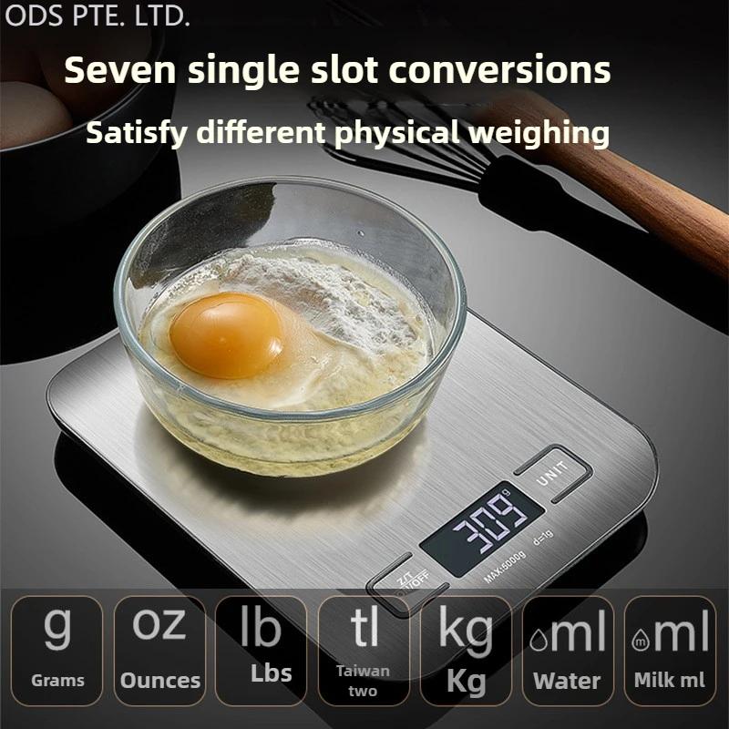 Product Introduction of Digital Kitchen Scale LED Display 5kg/1g Stainless Steel Panel Electronic Scales Home Jewelry Food Snacks Weighing Baking Tools 0