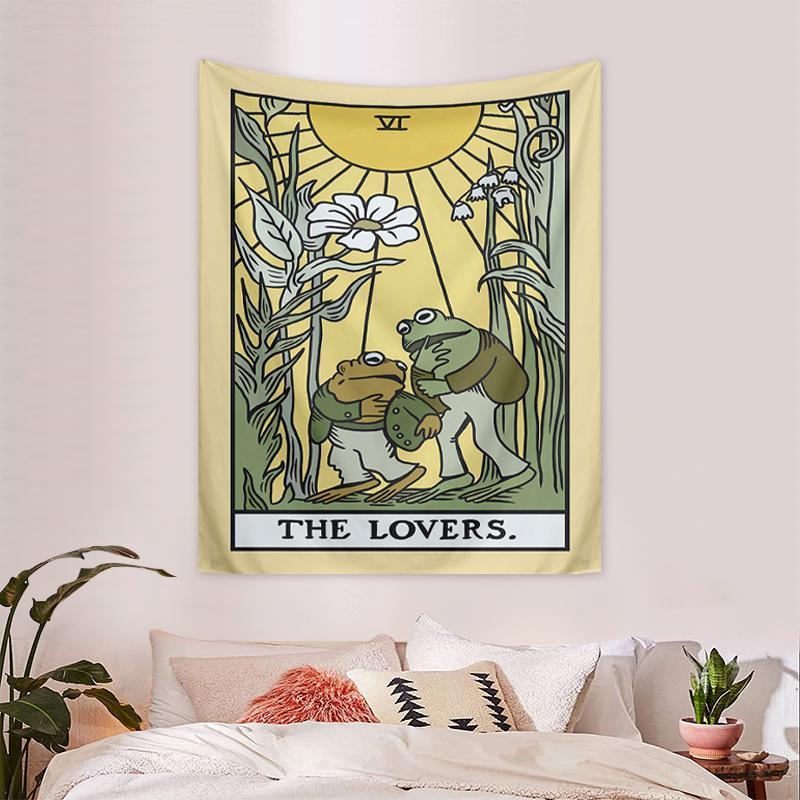 Product Introduction of Sunflower Plant & Frog Pattern Design Tapestry, Wall Hanging Canvas with Mounting Kit, Wall Decoration for Living Room, Bedroom, Dormitory, Room Decor 0