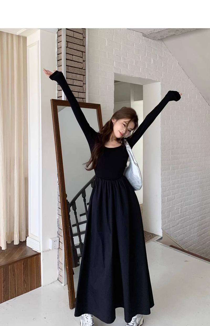 Product Introduction of French Hepburn style long sleeve square neck bottoms dress WOMEN'S autumn 2024 new high-grade elegant inner match long dress Casual Womenswear 19