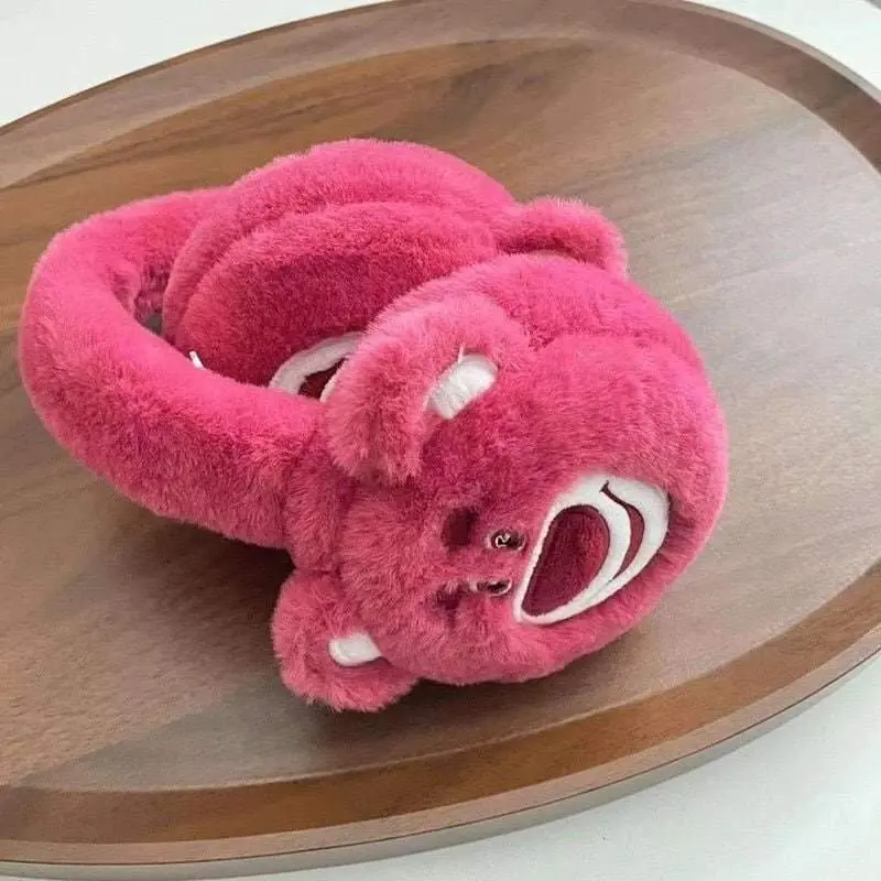 (TẶNG KẸP TÓC GẤU DÂU )Bịt Tai Mềm Mại Giữ Ấm Mùa Đông Dễ Thương Đáng Yêu hình gấu dâu 4