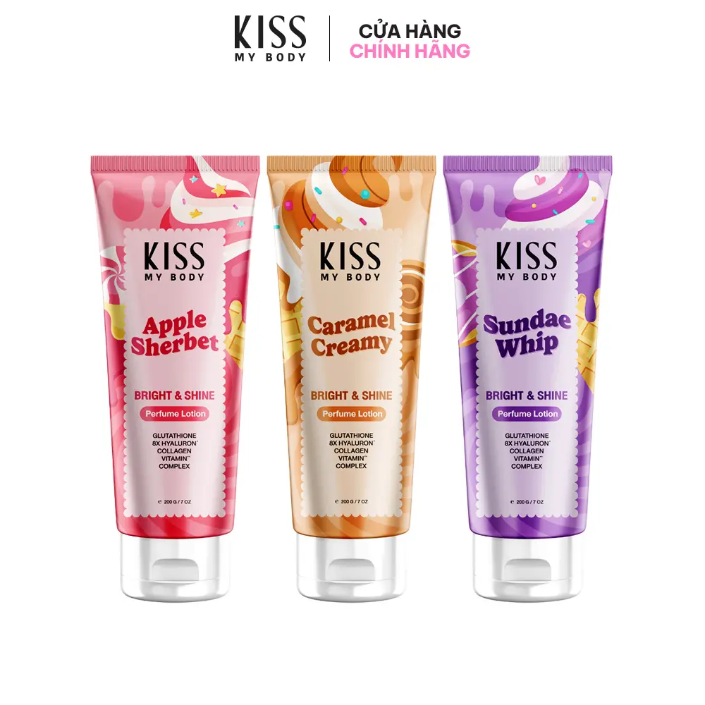 Sữa Dưỡng Sáng Da Toàn Thân Hương Nước Hoa Kiss My Body Bright & Shine 200g - Sweet Party Collection
